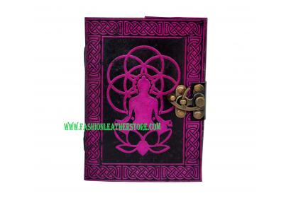 Handamade Budha Leather Journal Note Book Blank Book Travel Book Pink Color New Design Journal 